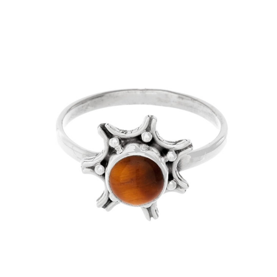 Anillo 'Inti' de Ojo de Tigre - Plata de Ley