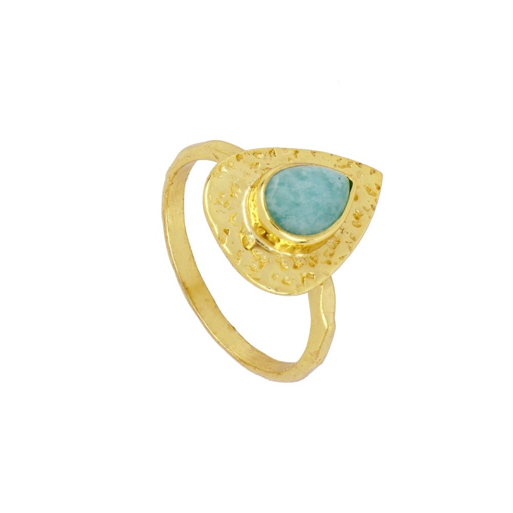 Anillo 'Jamilah' de Amazonita - Baño de Oro 18k