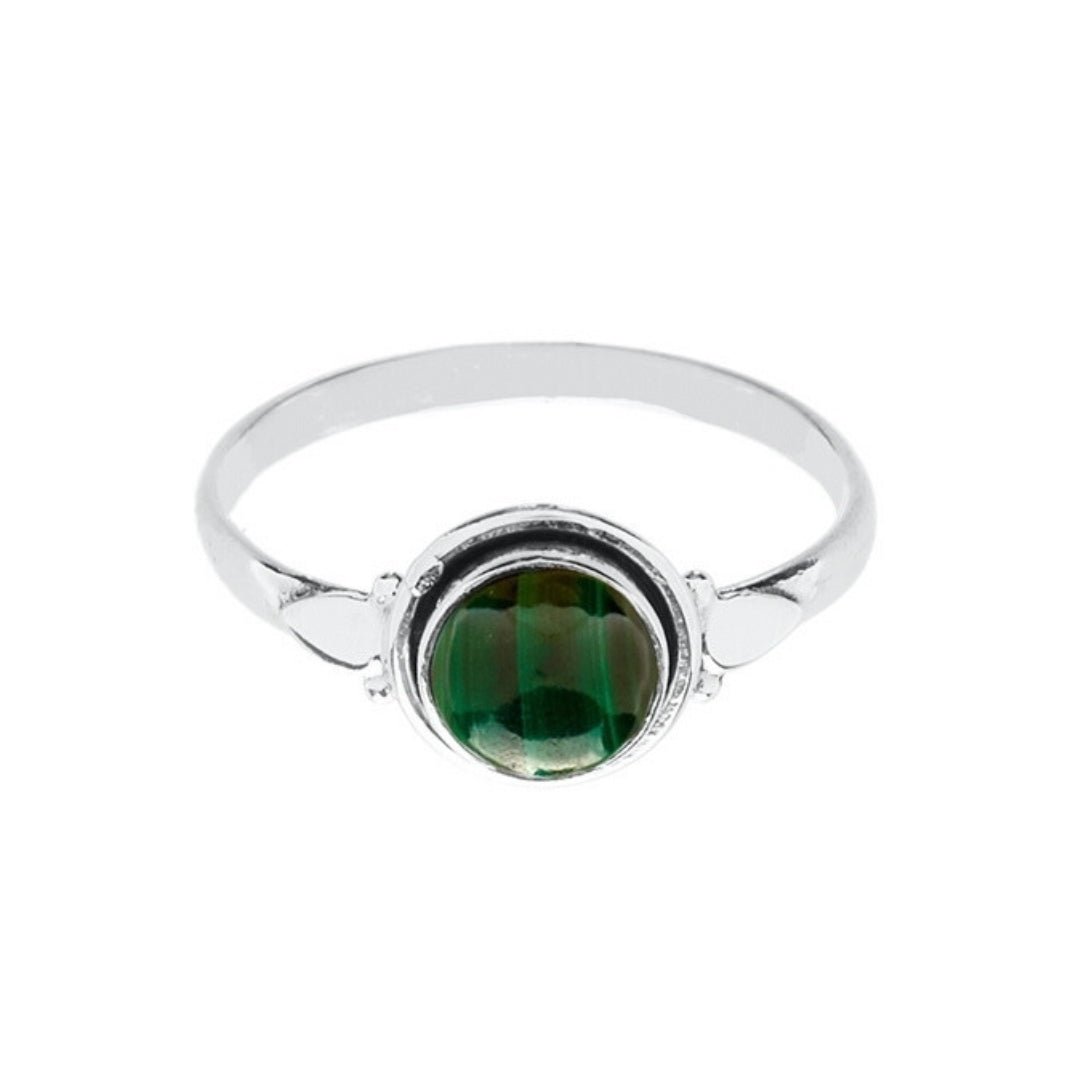 Anillo 'Kira' de Malaquita - Plata de Ley