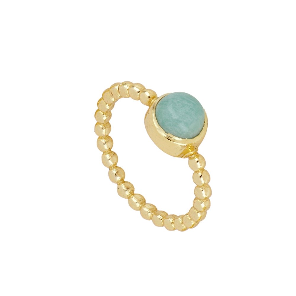 Anillo 'Shakeela' de Amazonita - Baño de Oro 18k