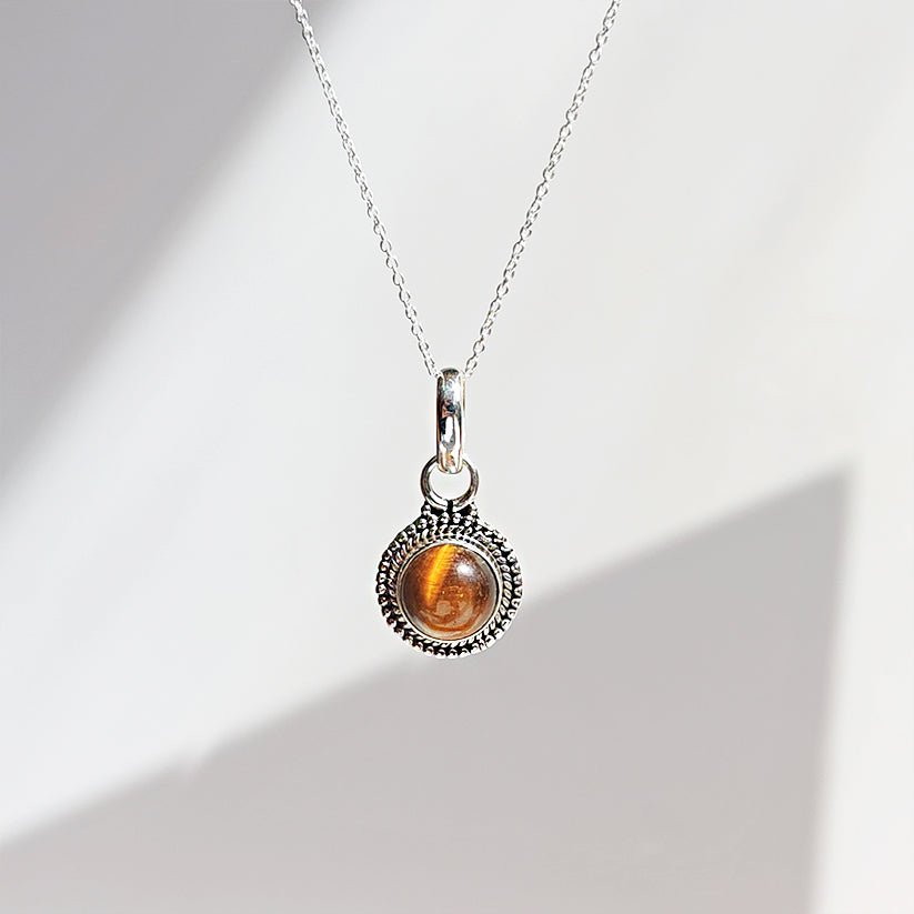 Colgante 'Shanti' Ojo de Tigre y Plata de Ley 925