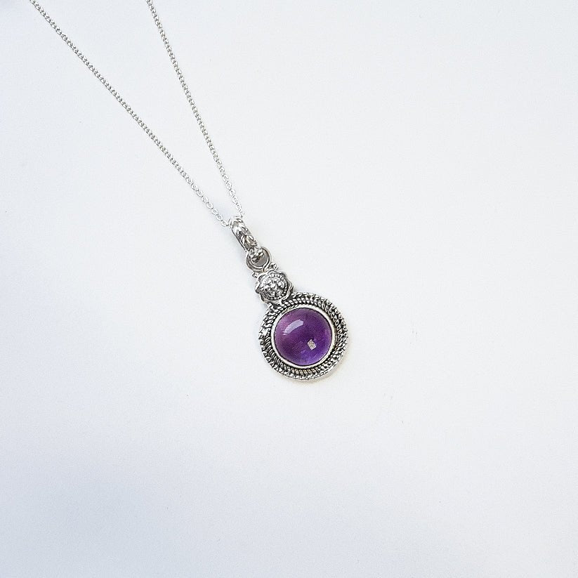 Colgante Botón de Amatista y Plata de Ley 925