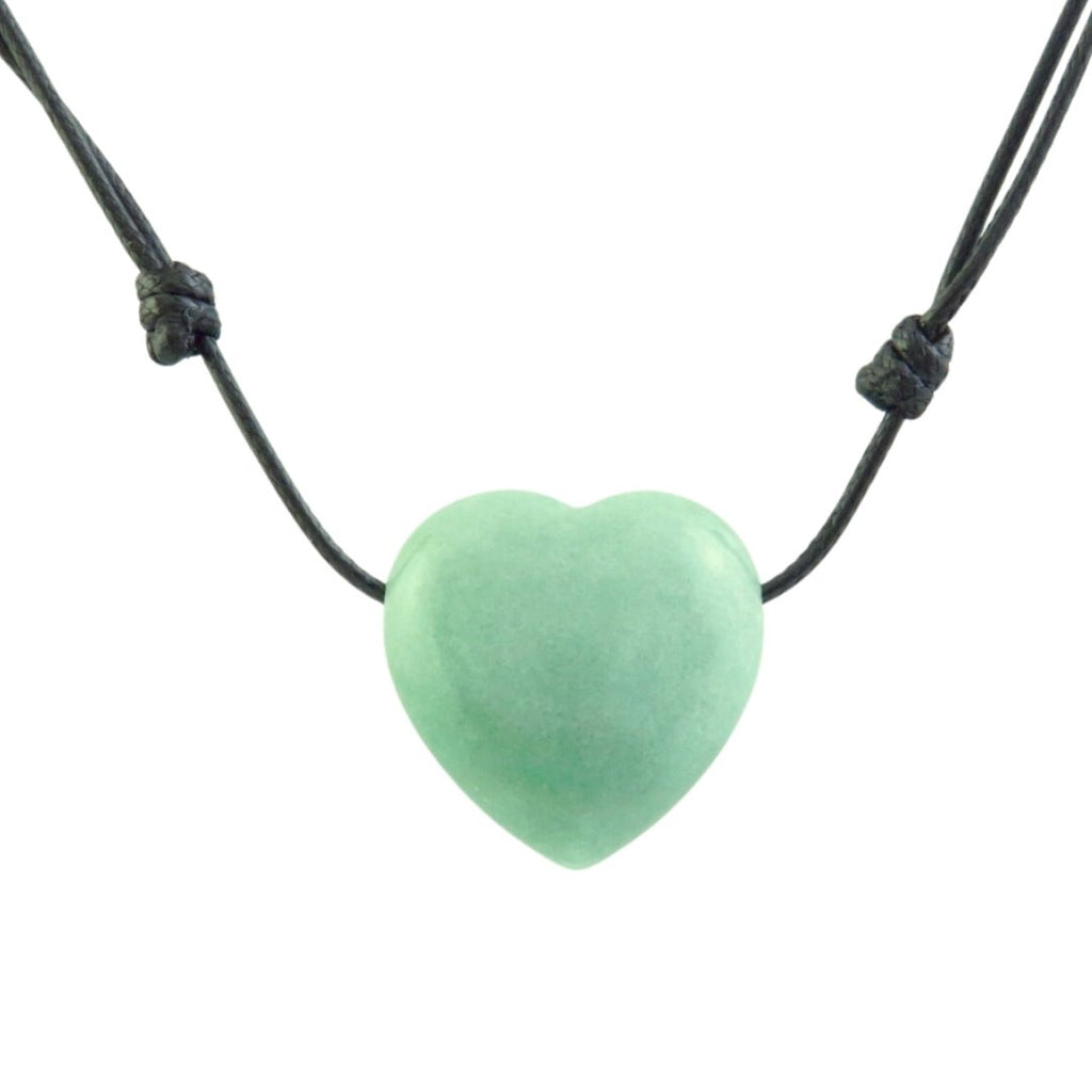 Colgante Corazón de Aventurina Verde con cordón