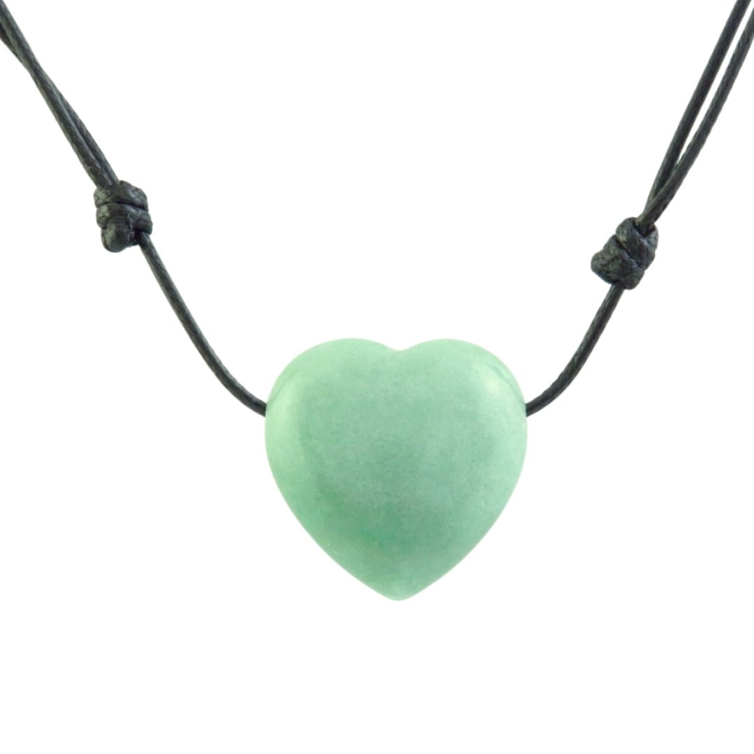 Colgante Corazón de Aventurina Verde con cordón