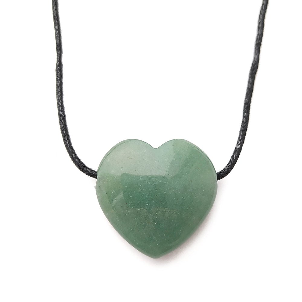 Colgante Corazón de Aventurina Verde con cordón