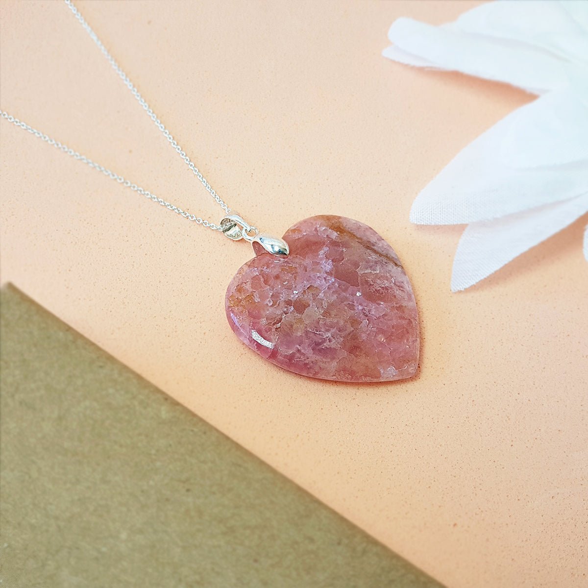 Colgante Corazón de Cobaltocalcita y Plata de Ley 925