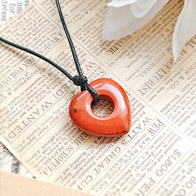 Colgante Corazón de Jaspe Rojo Agujereado