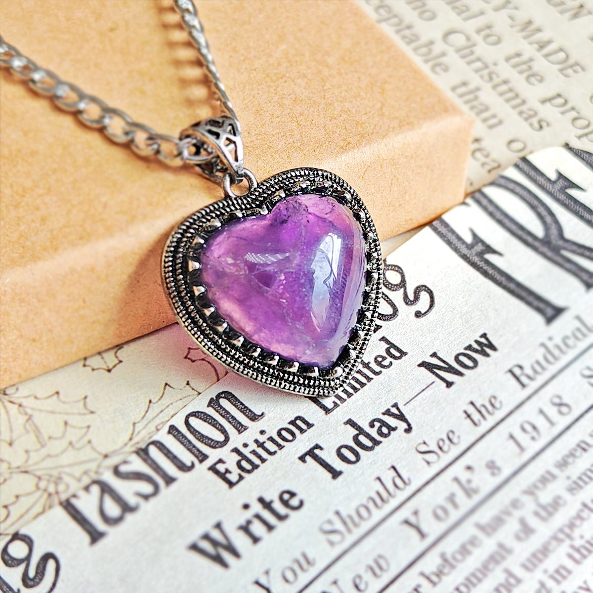 Colgante Corazón Vintage de Amatista