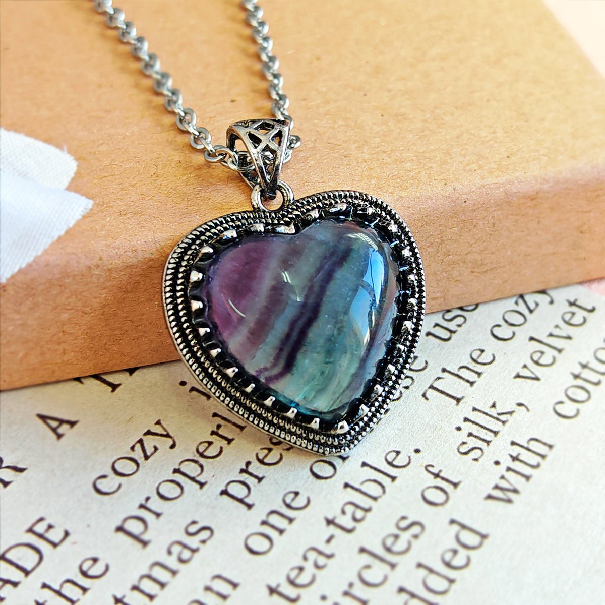 Colgante Corazón Vintage de Fluorita