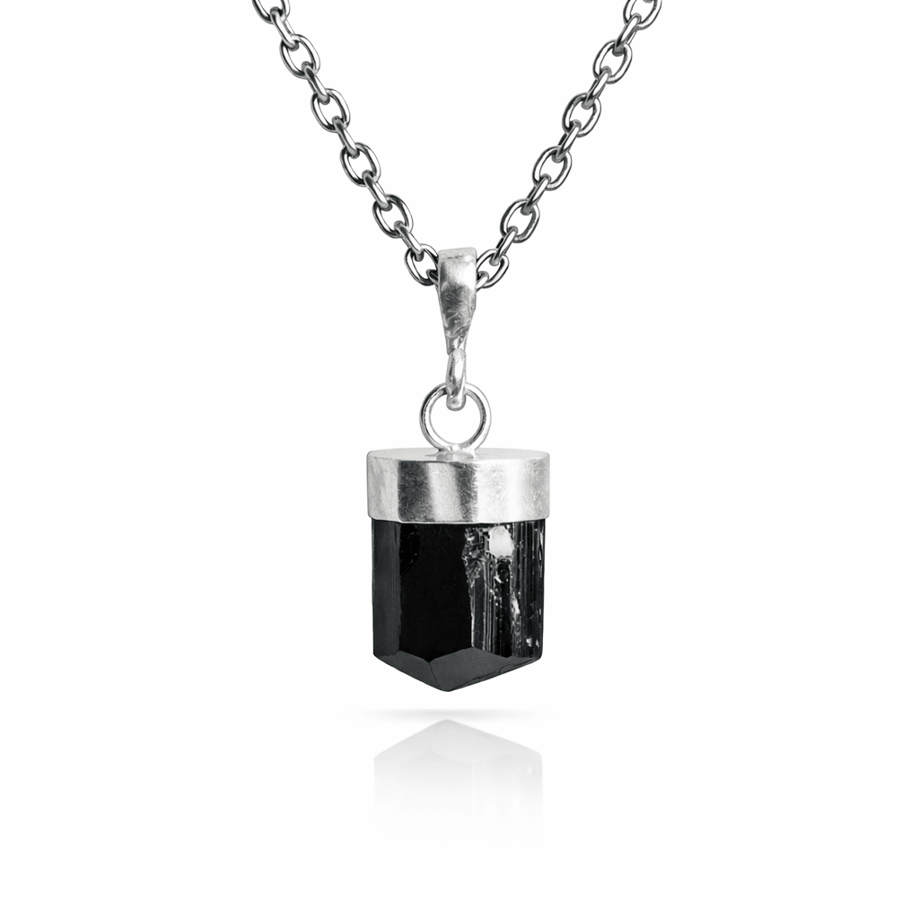 Colgante de Turmalina en bruto y Plata de Ley 925