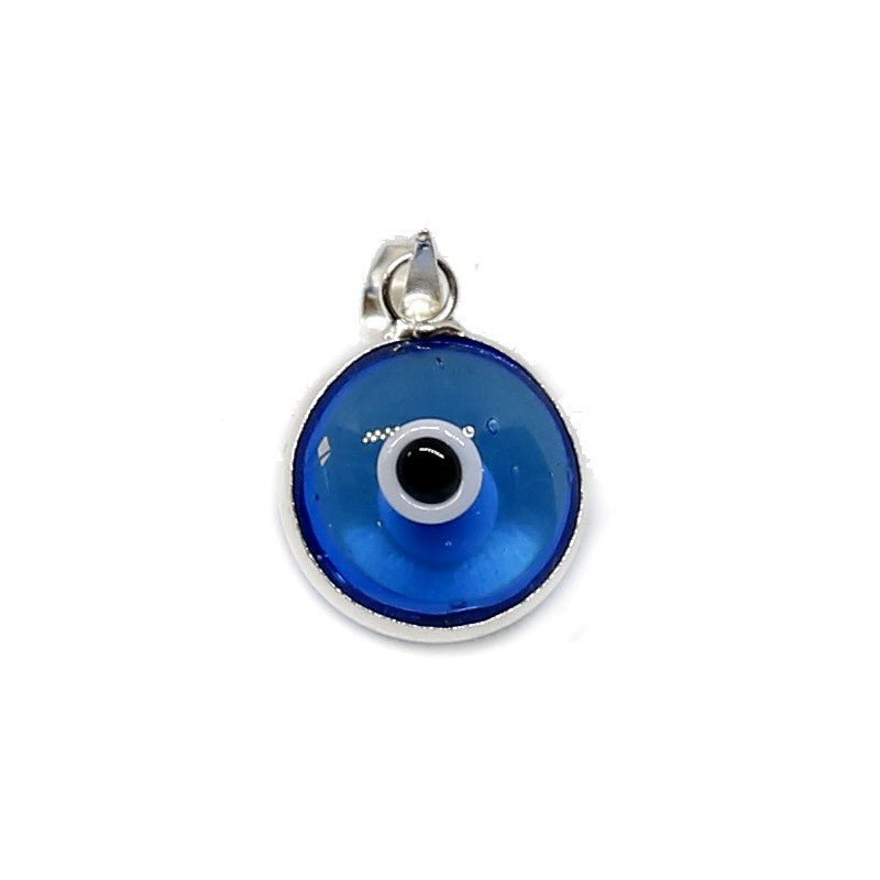 Colgante del Ojo Turco Azul Celeste en Plata de Ley 925