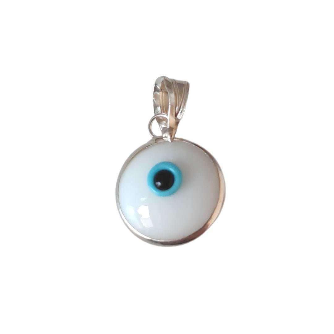 Colgante del Ojo Turco Blanco en Plata de Ley 925