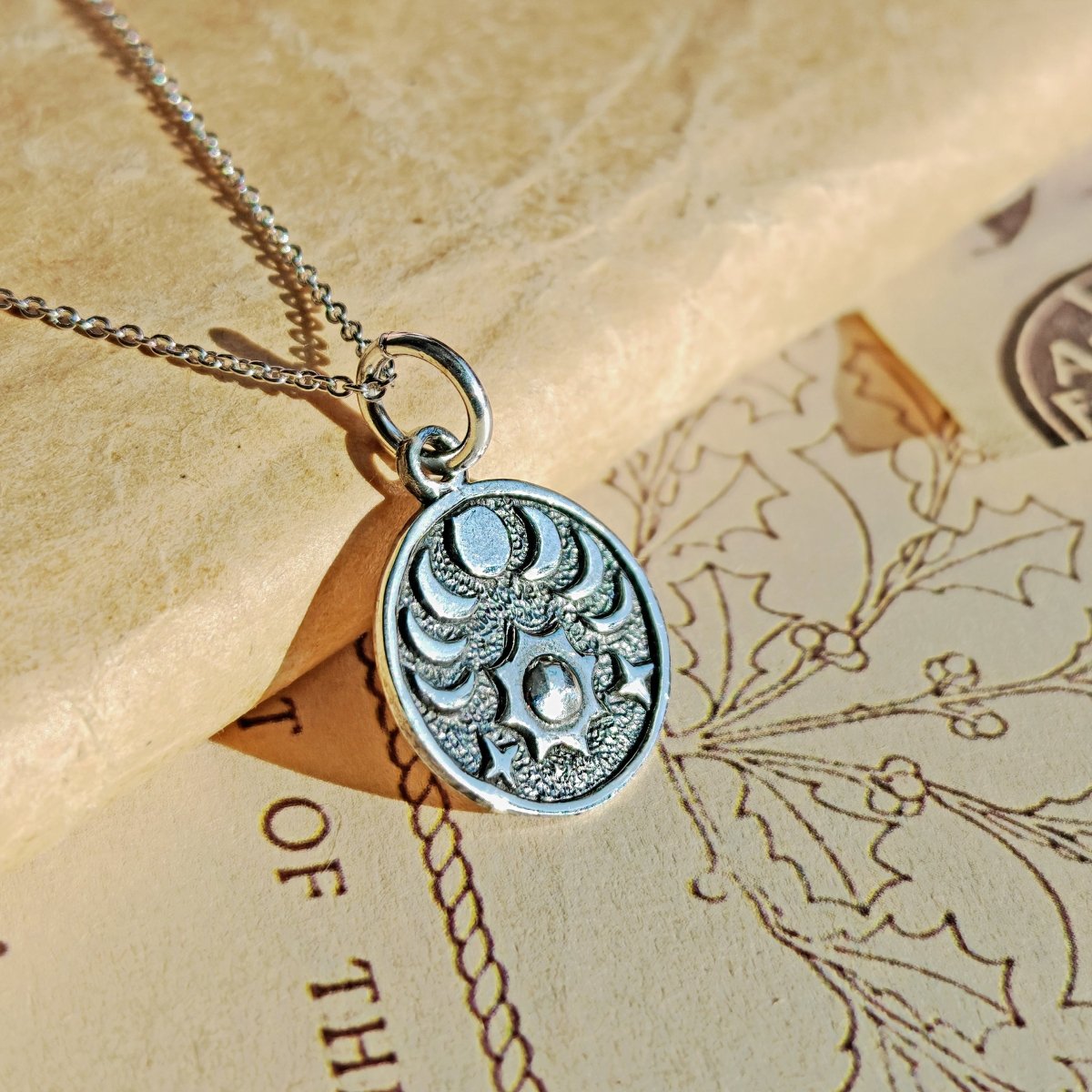 Colgante Fases Lunares, Sol y Estrellas - Plata de Ley 925