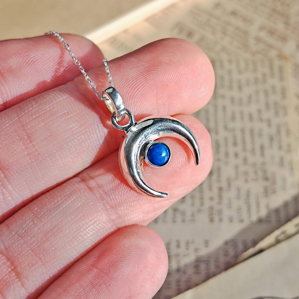 Colgante Luna Invertida de Lapislázuli - Plata de Ley 925