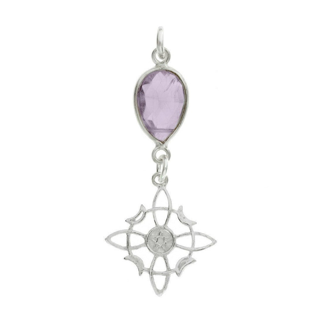 Colgante Nudo de Bruja  & Amatista Facetada - Plata de Ley 925