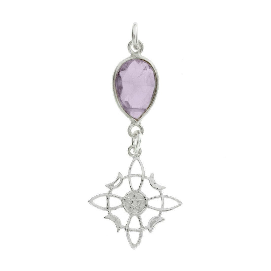 Colgante Nudo de Bruja  & Amatista Facetada - Plata de Ley 925