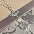 Colgante Nudo de Bruja & Tetragramaton con Bola Cuarzo Rosa - S925