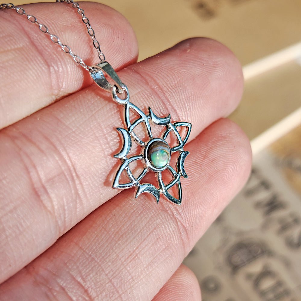 Colgante Nudo de Bruja Wicca con Abulón - Plata de Ley 925