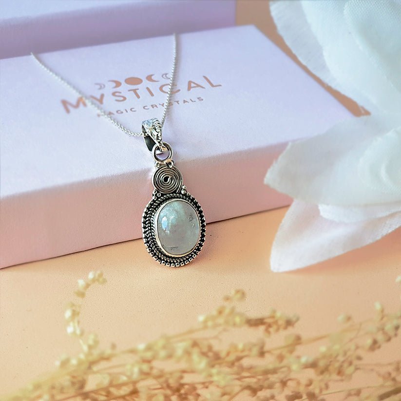 Colgante Espiral Piedra de Luna y Plata de Ley 925