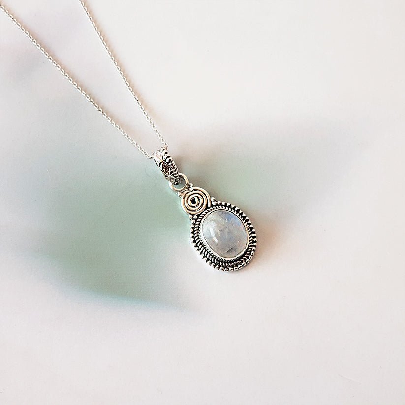 Colgante Espiral Piedra de Luna y Plata de Ley 925