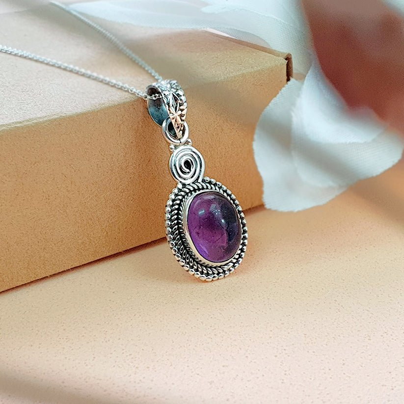 Colgante Espiral de Amatista y Plata de Ley 925