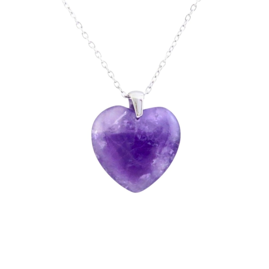 Collar Corazón de Amatista - Acero Inox.