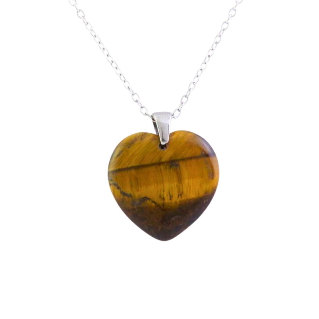 Collar Corazón de Ojo de Tigre - Acero Inox.