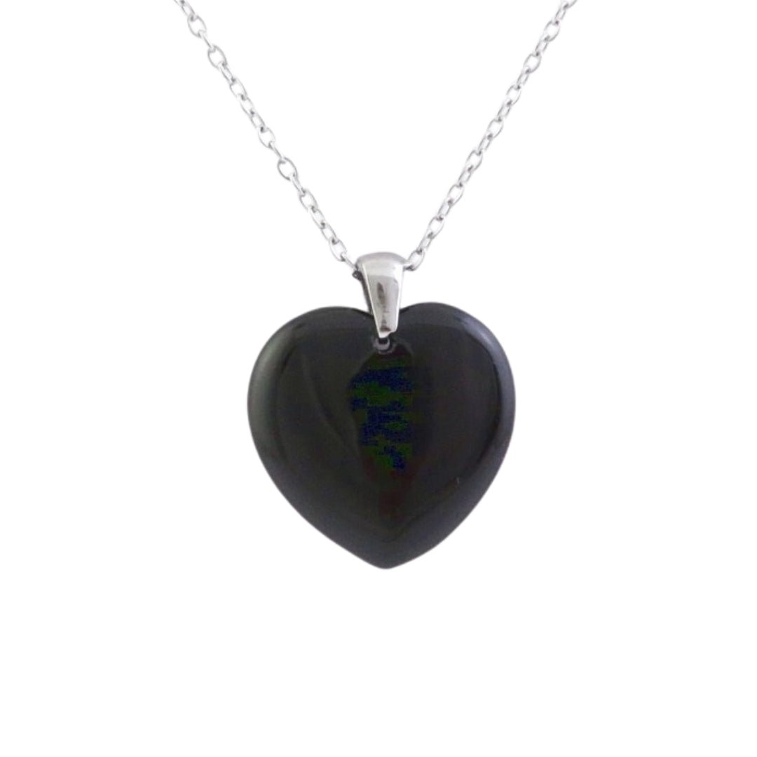 Collar Corazón de Ónix - Acero Inox.