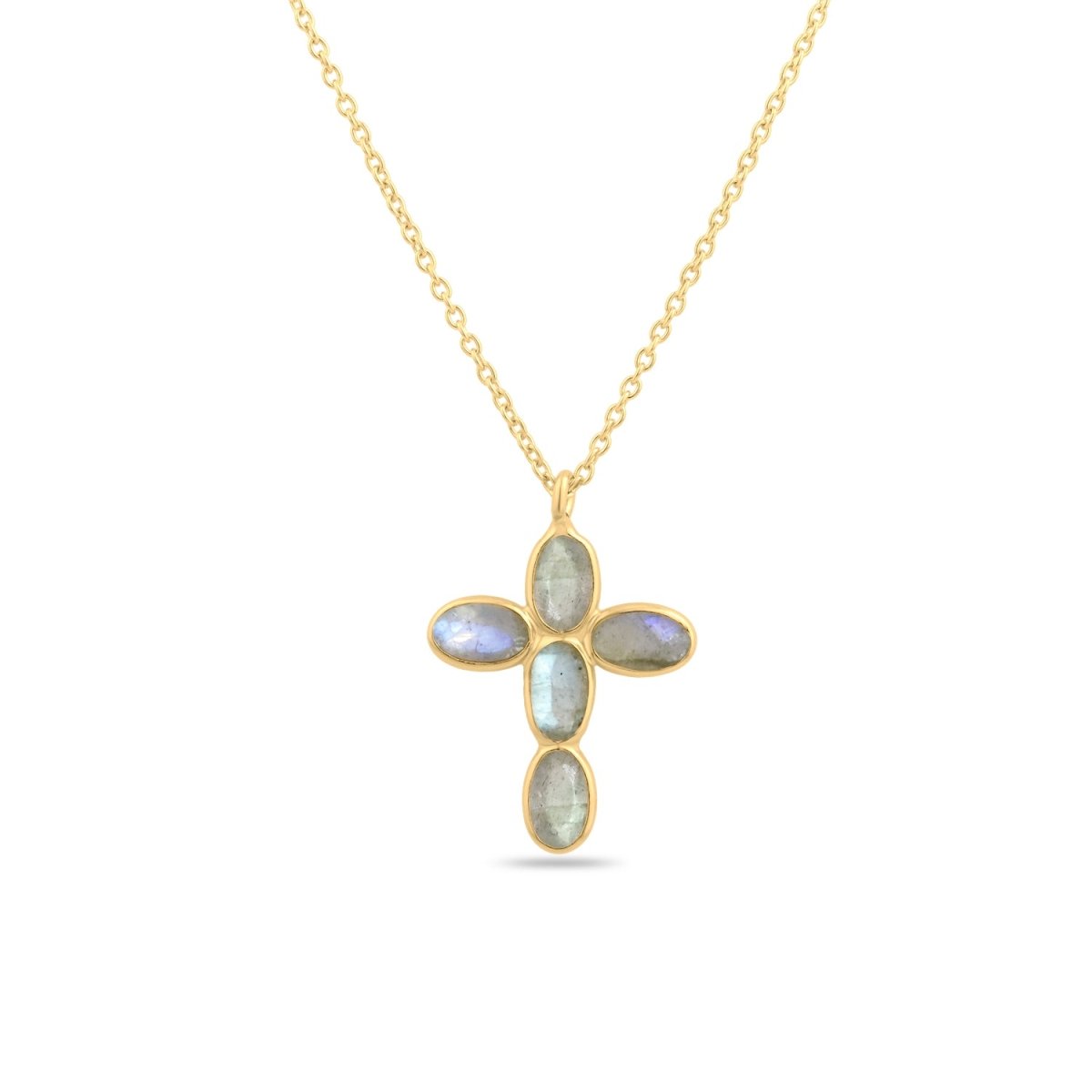 Collar Crux Labradorita -  Plata de Ley 925 & Baño de Oro 18K