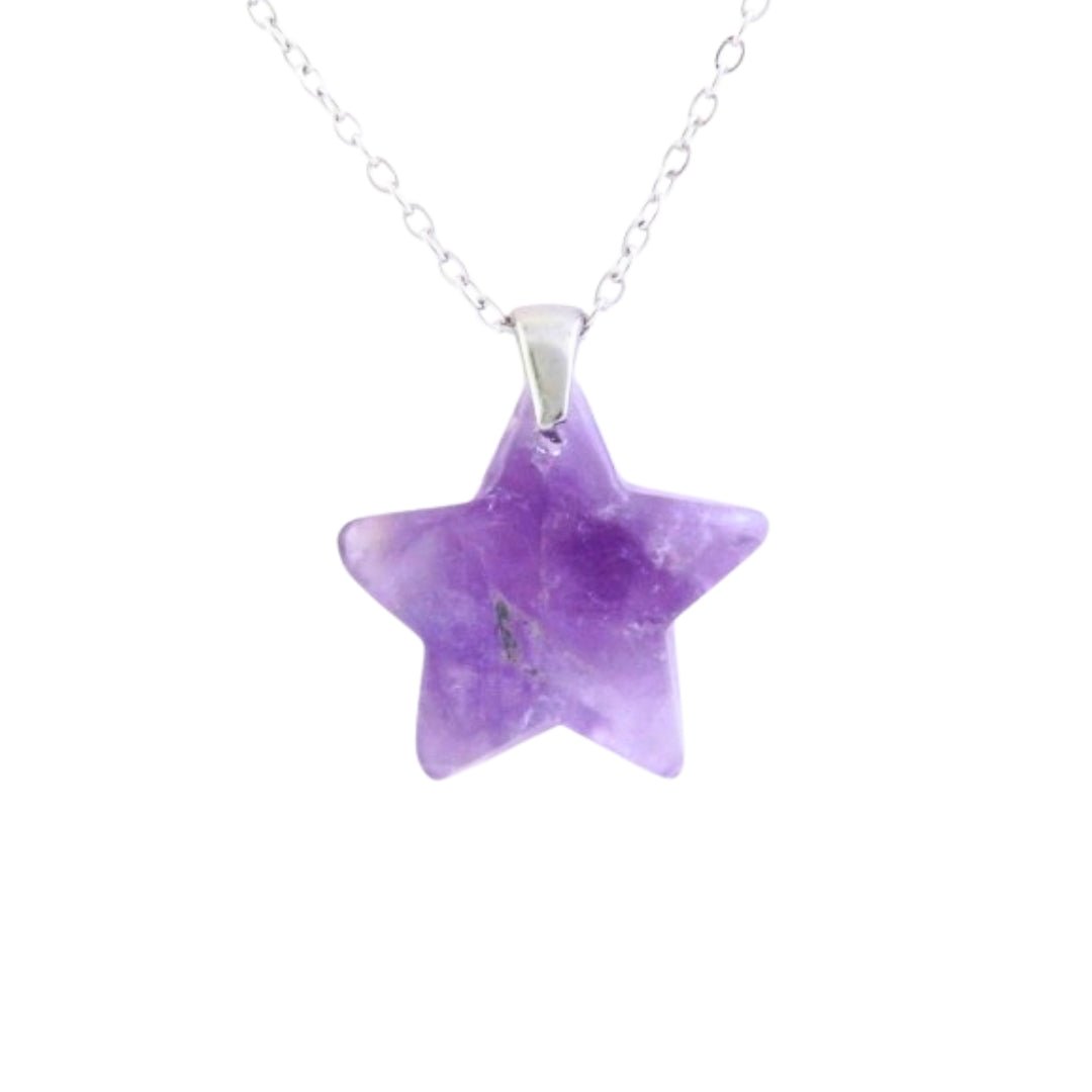 Collar Estrella de Amatista - Acero Inox.
