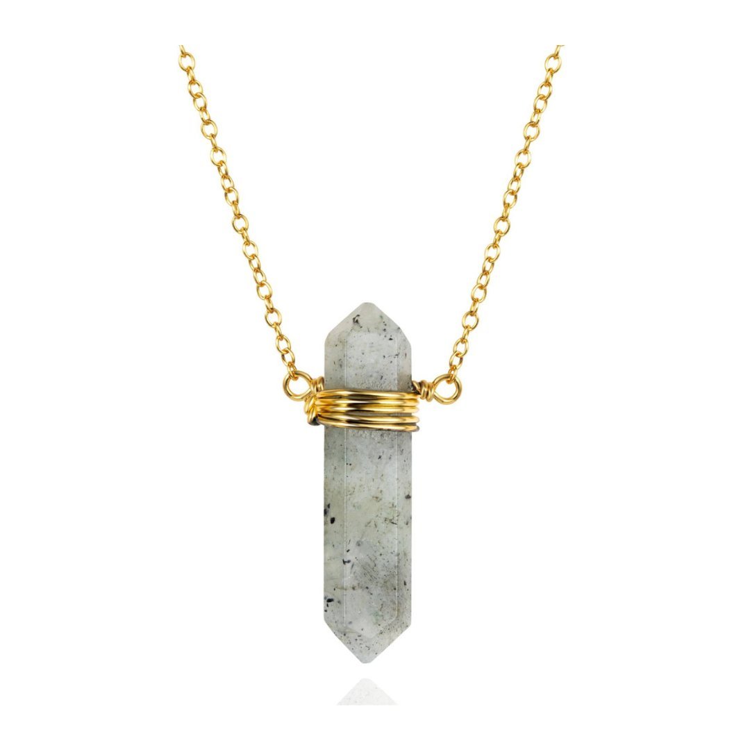 Collar Lancea Labradorita - Baño de Oro 18K