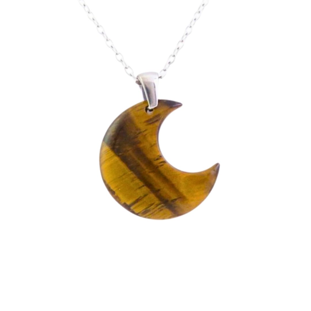 Collar Luna de Ojo de Tigre - Acero Inox.