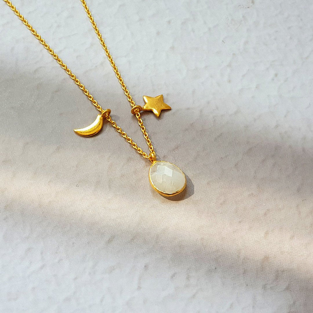 Collar Somnia Piedra de Luna - Baño de Oro 18K