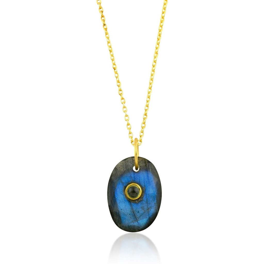 Collar 'Tanith' Labradorita - Plata S925 & Baño de oro 18K