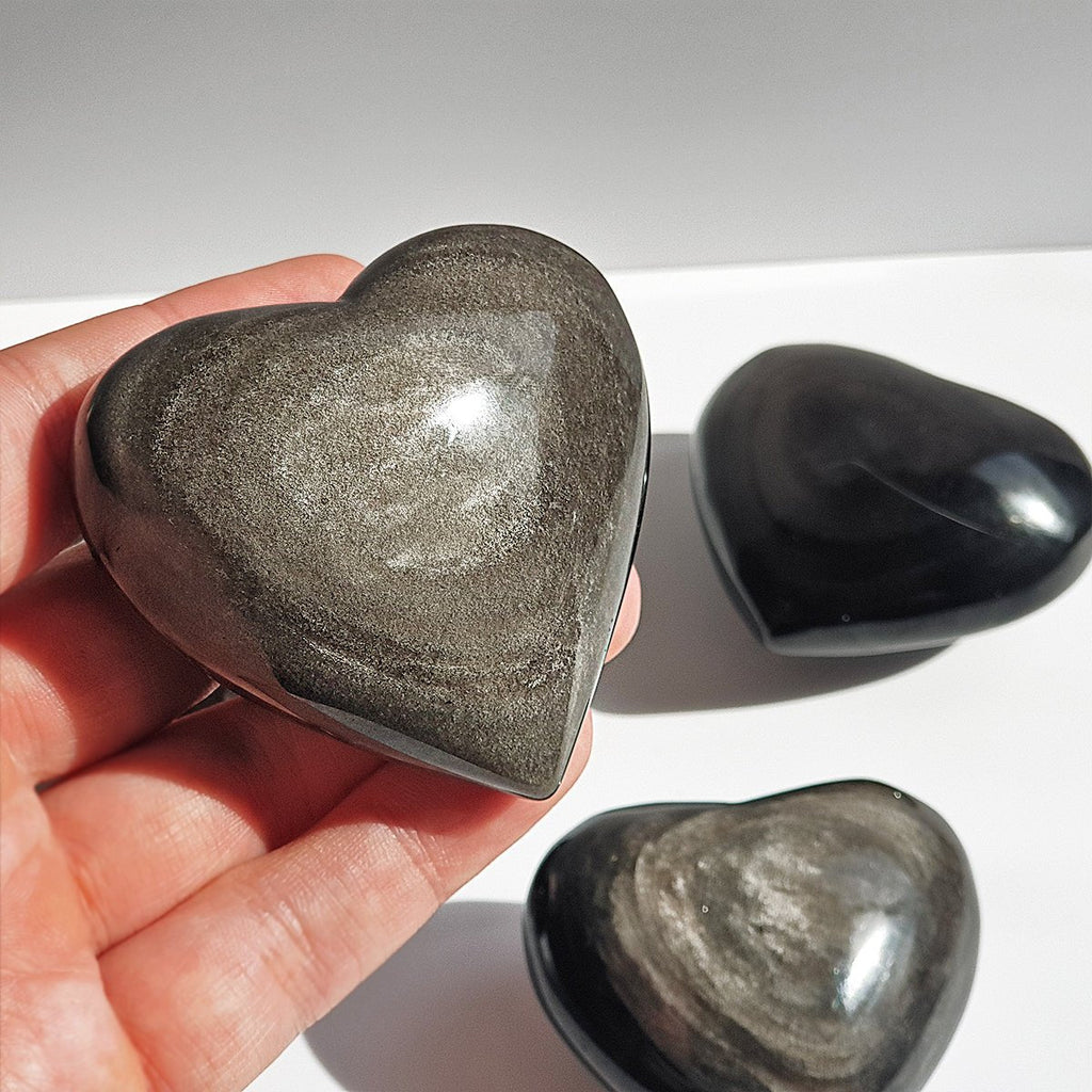Corazón de Obsidiana Plateada