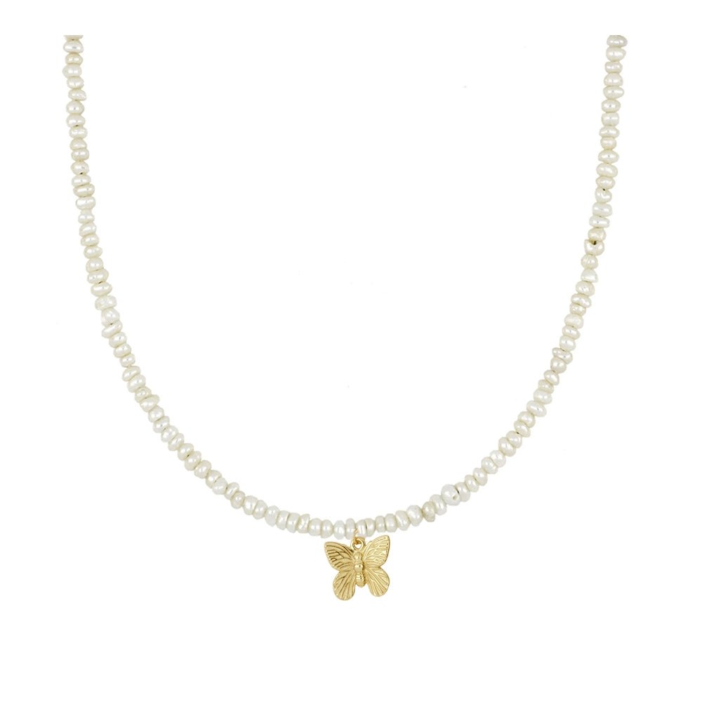 Gargantilla 'Butterfly' - Perlas con Amuleto de Mariposa