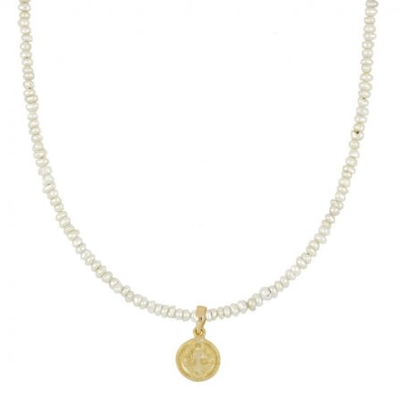 Gargantilla 'Holy' - Perlas con Medalla de San Benito