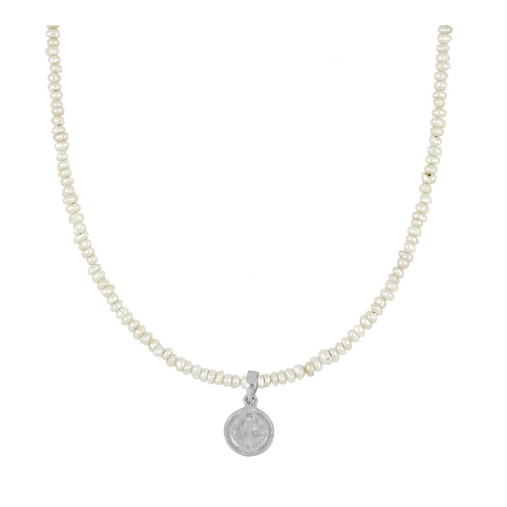 Gargantilla 'Holy' - Perlas con Medalla de San Benito