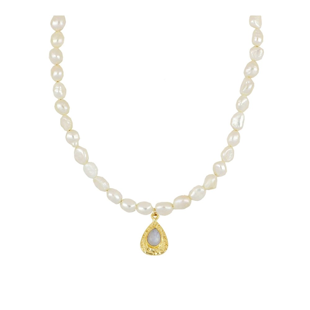Gargantilla 'Victoria' Perlas + Piedra de Luna