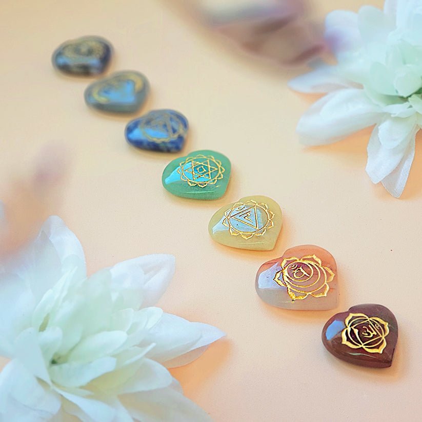 Kit 7 Chakras en forma de corazón