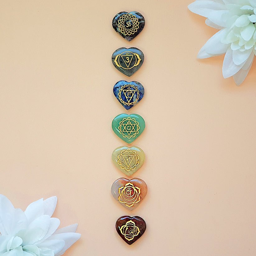 Kit 7 Chakras en forma de corazón
