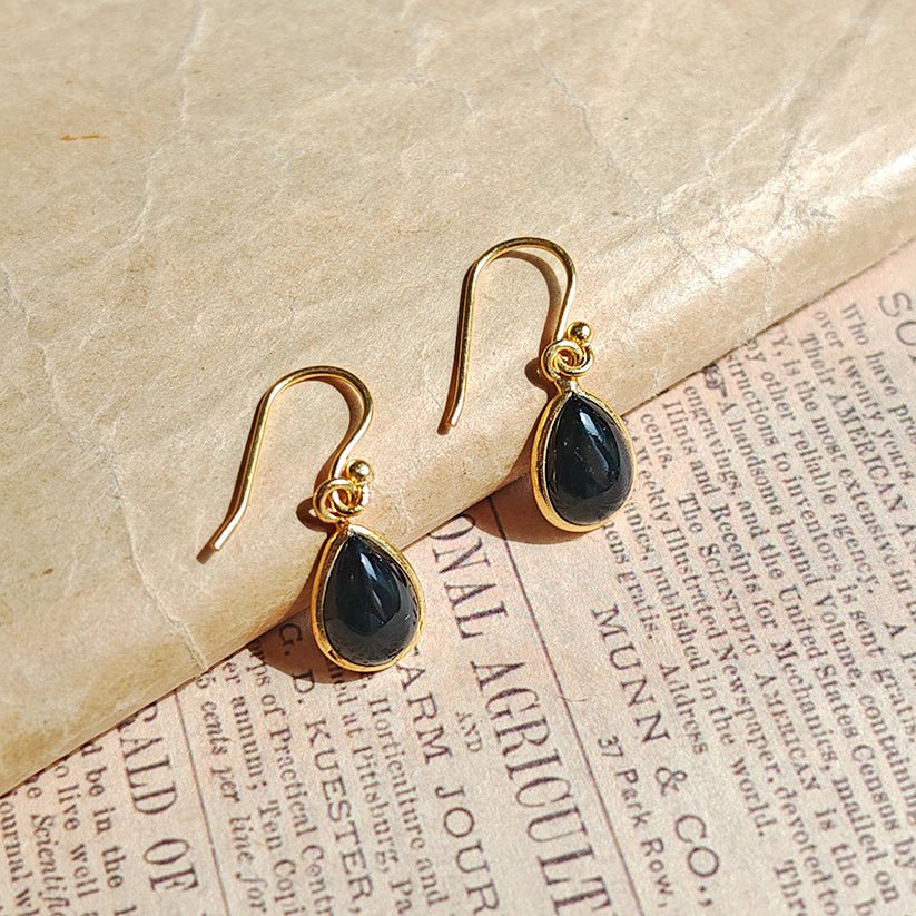 Pendientes 'Aurora' Ónix  S925 & Baño de Oro 18K