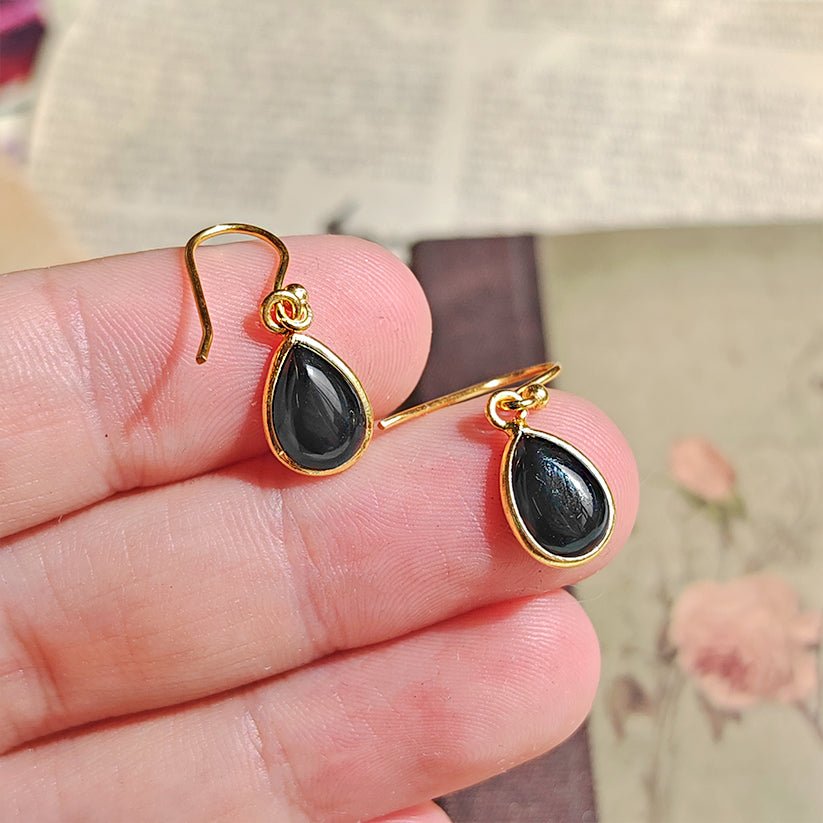 Pendientes 'Aurora' Ónix  S925 & Baño de Oro 18K