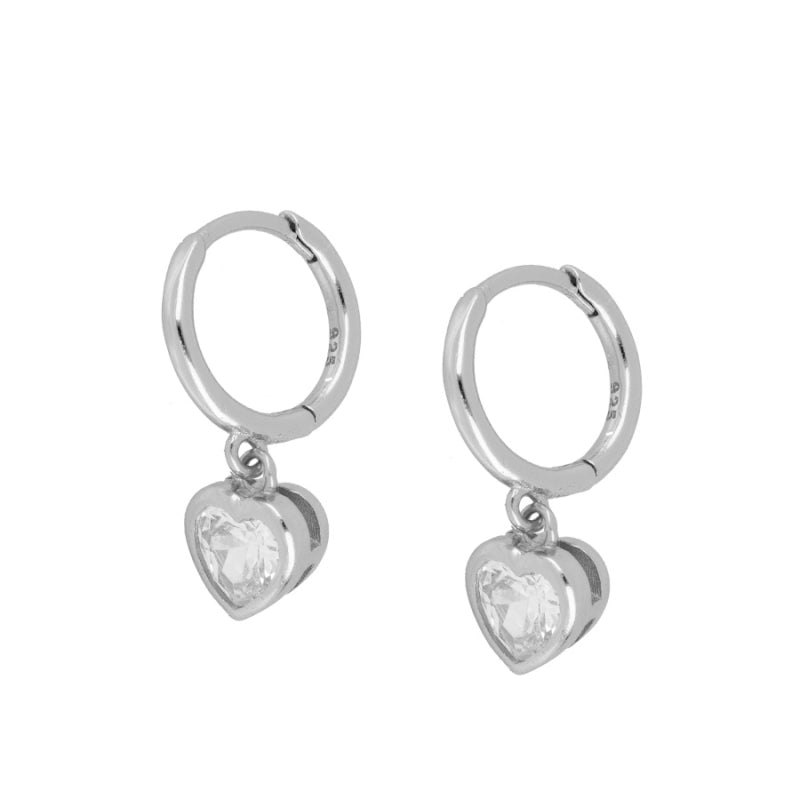 Pendientes "Cuore" de Circonita Blanca