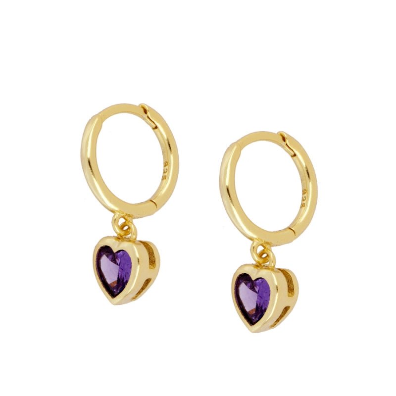 Pendientes "Cuore" de Circonita Lila