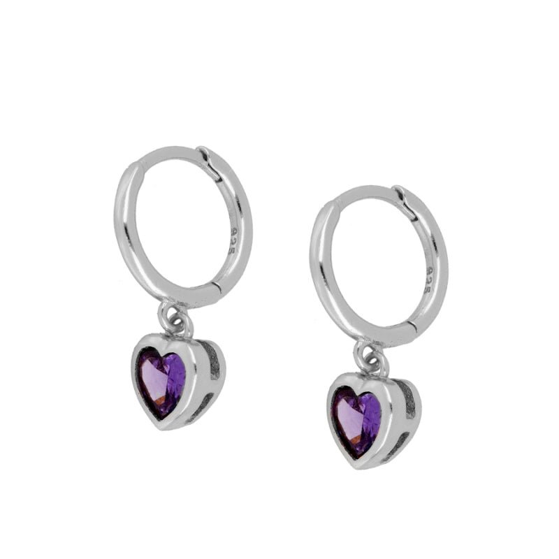 Pendientes "Cuore" de Circonita Lila