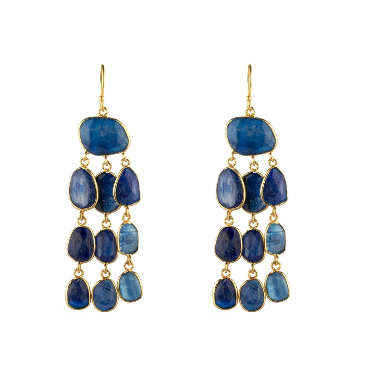 Pendientes 'Epione ' de Cianita - Bronce & Baño de Oro 18K