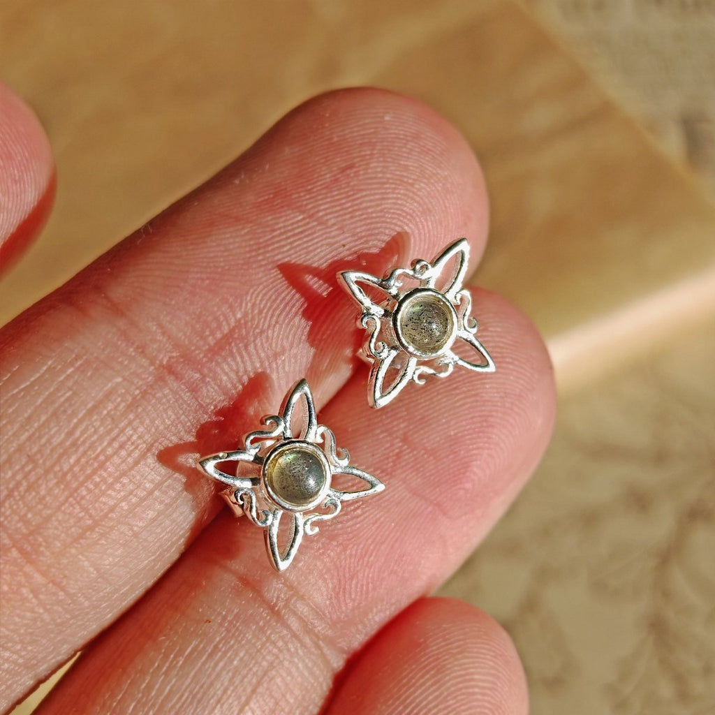 Pendientes Nudo de Bruja con Labradorita en Plata de Ley 925