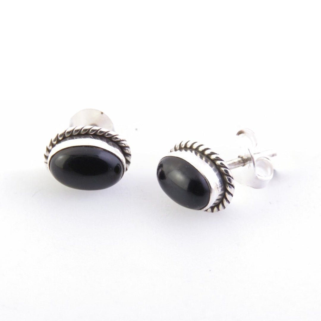 Pendientes Óvalo de Ónix y Plata de Ley 925