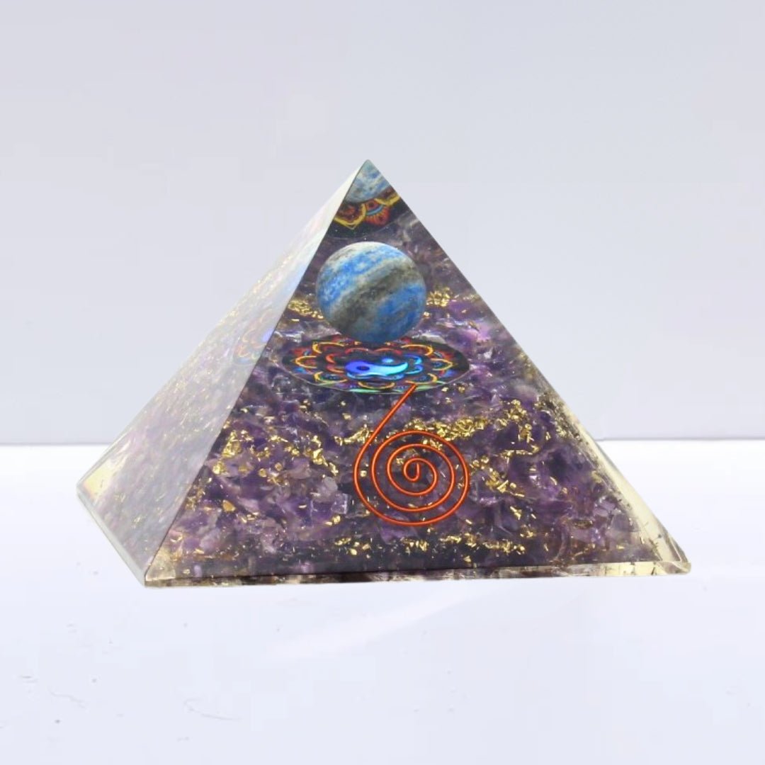 Pirámide Orgonita 'Earth' - Amatista con Esfera de Lapislázuli